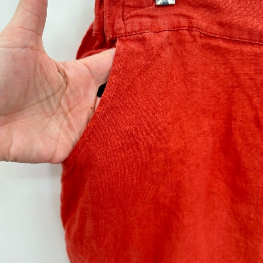 4OUR DREAMERS Linen wide leg burnt orange pull on woman Lagonlook boho capri L - Picture 4 of 14